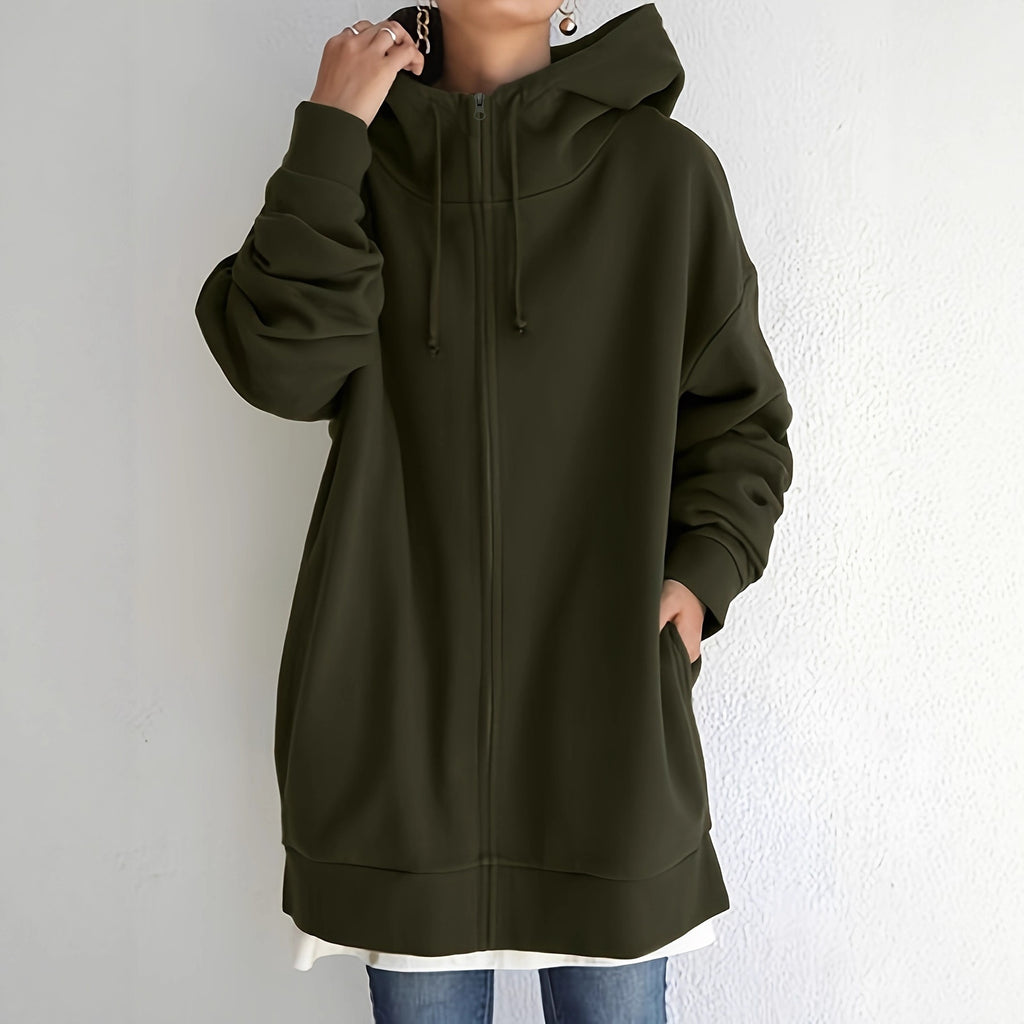 New Personality Street Sweater Zipper Hooded Long